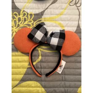 NWOT 2021 Disney Parks Halloween Fall Black White Plaid Orange Corduroy Ears